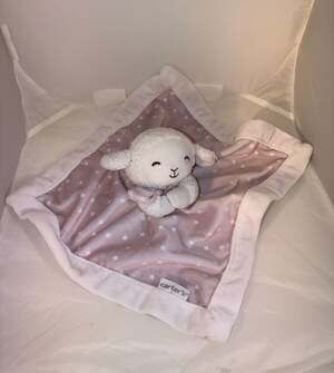Carter's Pink Star Lamb Plush Baby Security Blanket Lovey